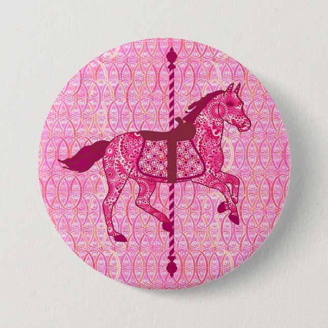 Karussell Pferd - Fuchsia Pink Button (Vorderseite)