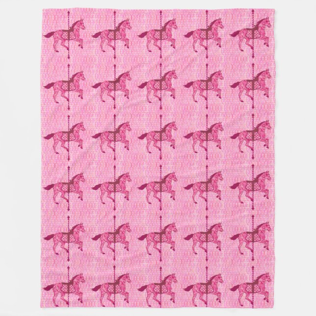 Karussell Pferd - Fuchsia Pink Fleecedecke (Vorderseite)