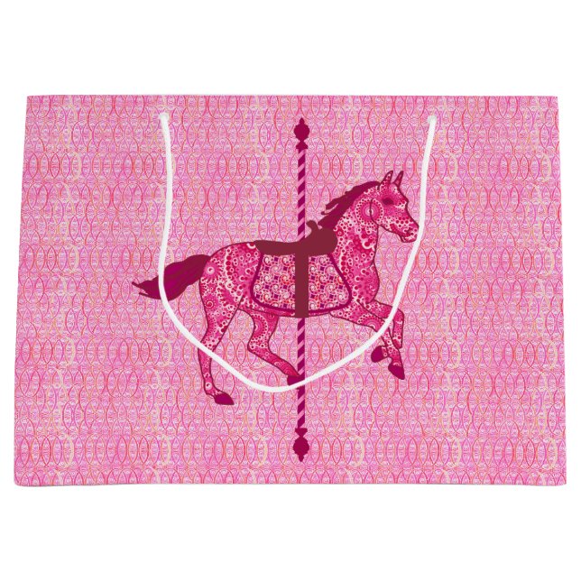 Karussell Pferd - Fuchsia Pink Große Geschenktüte (Vorderseite)