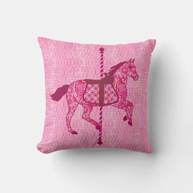 Karussell Pferd - Fuchsia Pink Kissen (Vorderseite)