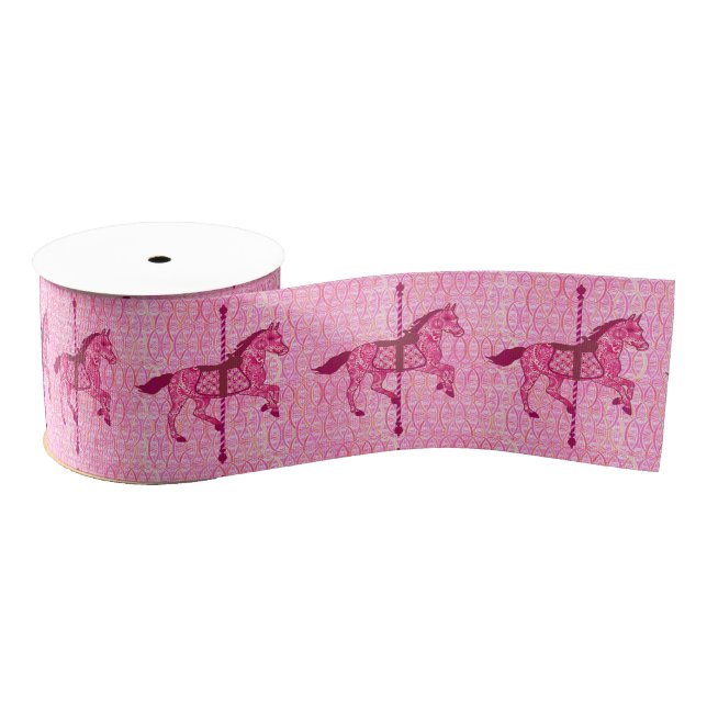 Karussell Pferd - Fuchsia Pink Ripsband (Spule)