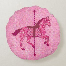 Karussell Pferd - Fuchsia Pink Rundes Kissen