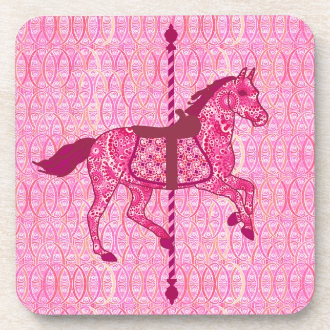 Karussell Pferd - Fuchsia Pink Untersetzer (Vorderseite)