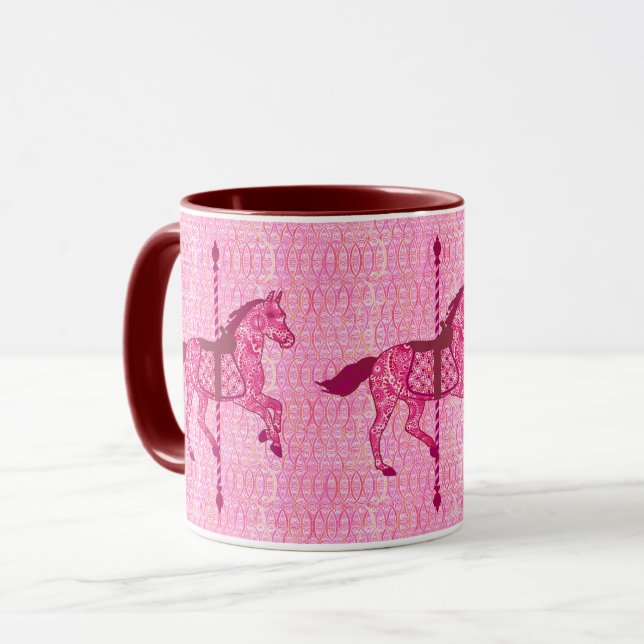 Karussell-Pferd - Fuchsien-Rosa Tasse (Vorderseite Links)