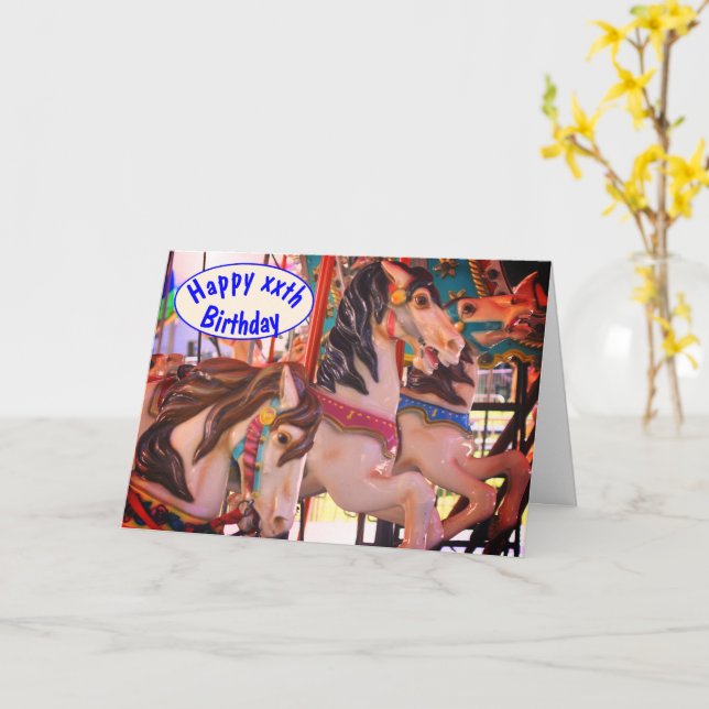 Karussell Pferd Karussell Personalisiert Geburtsta Karte (Gelbe Blume)