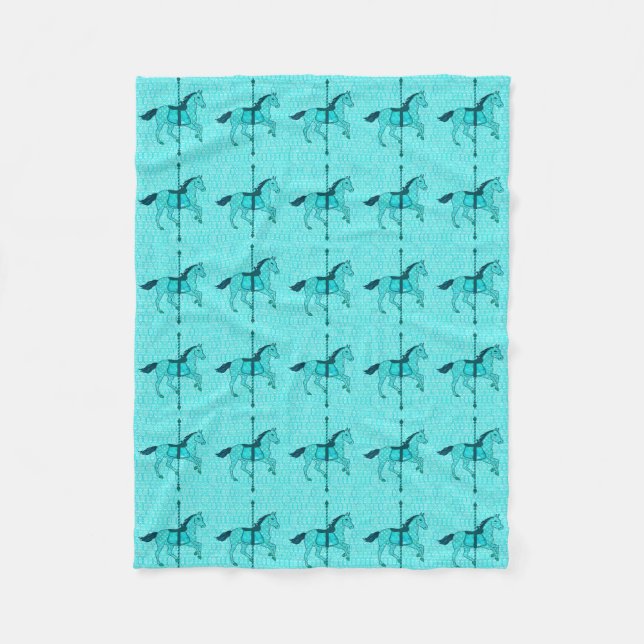 Karussell Pferd - Türkis und Aqua Fleecedecke (Vorderseite)