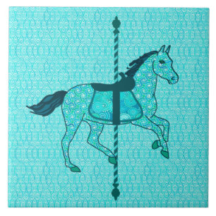 Karussell Pferd - Türkis und Aqua Fliese