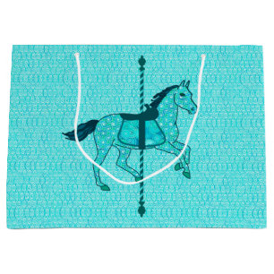 Karussell Pferd - Türkis und Aqua Große Geschenktüte