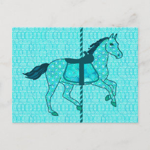 Karussell Pferd - Türkis und Aqua Postkarte