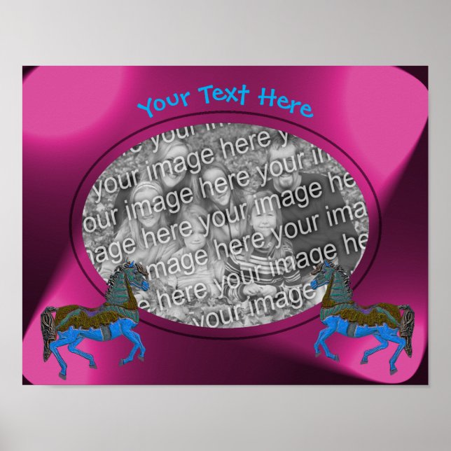 Karussell Pferde Rahmen Ihre eigenen Fotos erstell Poster (Vorne)