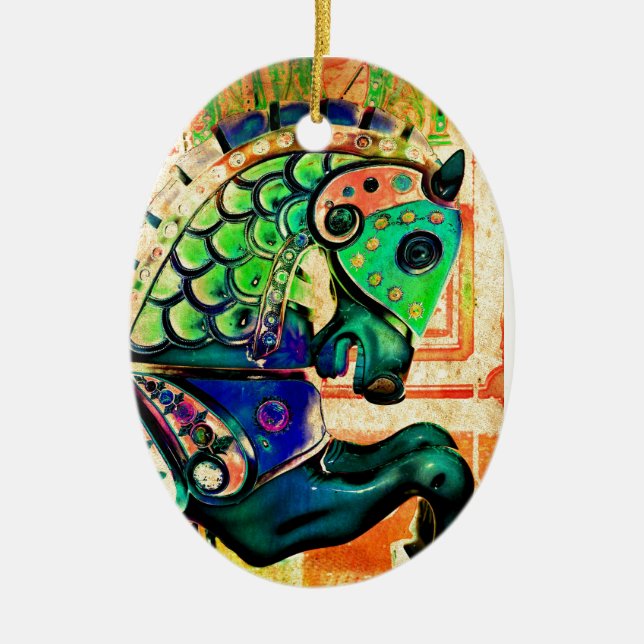 Karussell-Pferdeverzierung Keramikornament (Vorne)