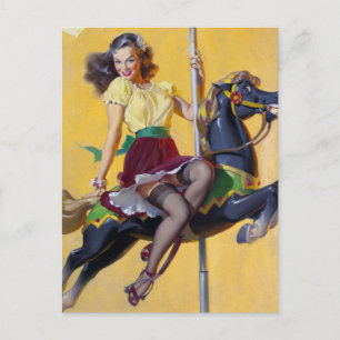 Karussell Pin Up Postkarte