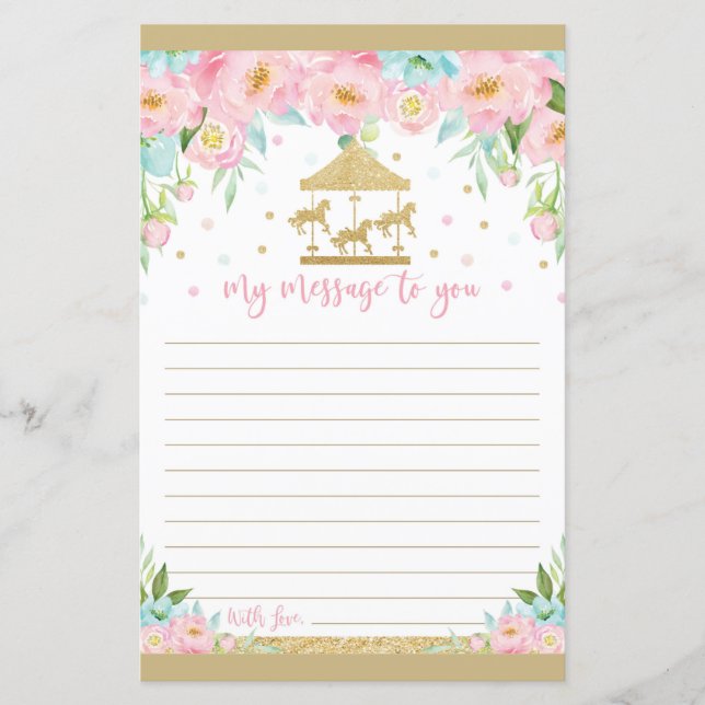 Karussell Pink Mint Time Capsule Message Sheet (Vorderseite)