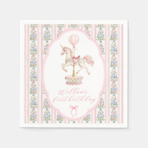 Karussell Rosa Erster Geburtstag Serviette