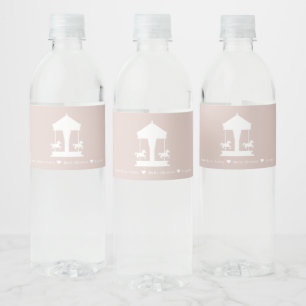 Karussell Soft Pink Blüte Personalisiert Wasserflaschenetikett