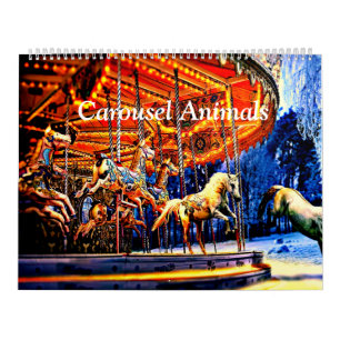 Karussell-Tiere Bunt & Hell Kalender