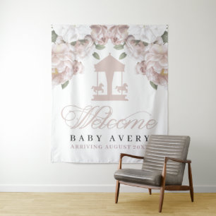 Karussell Willkommen Baby Baby Shower Wandteppich
