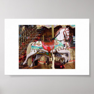 Karussellpferd - Authentisches Antikes Holz Poster