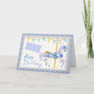 Karussellpferd (Blau) Geburtstag Karte