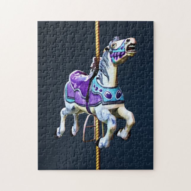 Karussellpferd in Lavender und Blau Puzzle (Vertikal)
