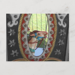 Karussellpferd in Mirror Schwarz-weiß Postkarte