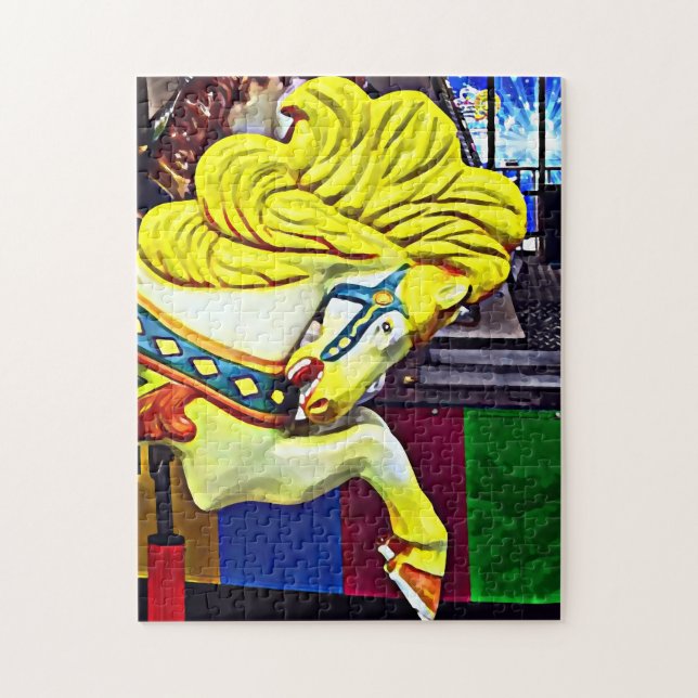 Karussellpferd mit gelber Mähne Puzzle (Vertikal)