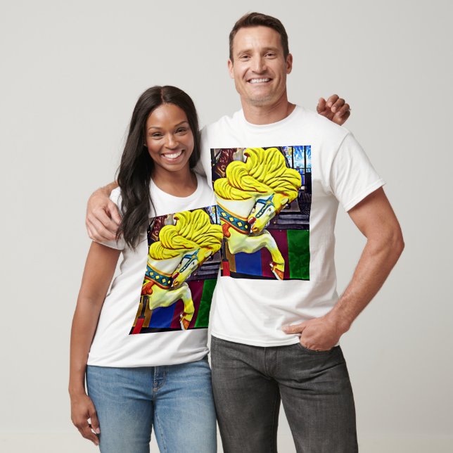 Karussellpferd mit gelber Mähne T-Shirt (Unisex)
