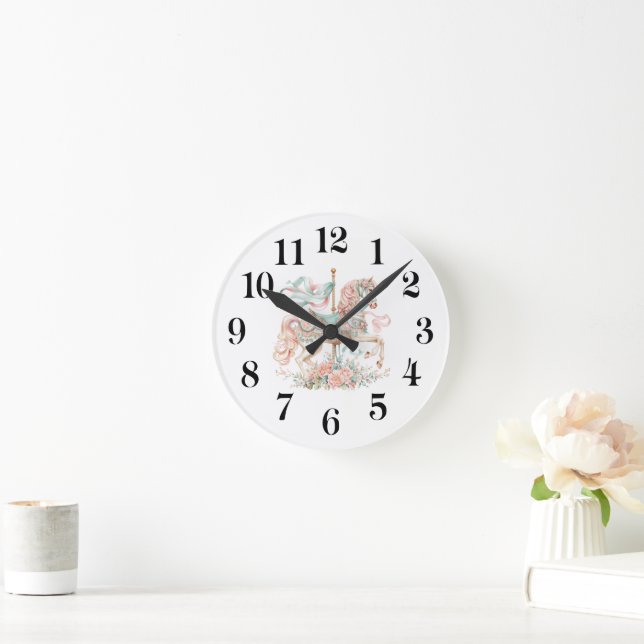 Karussellpferd Runde Wanduhr (Zuhause)