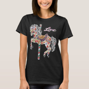Karussellpferd Vintage-Illustration im Quiltstil T-Shirt