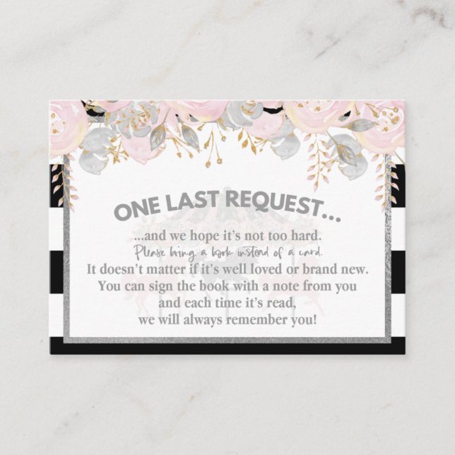 Karussellrosa Silberbücher für Beipackkarten Begleitkarte (Vorderseite)