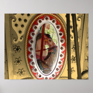 Karusselpferde in Mirror Sepia teilweise Farbe Poster