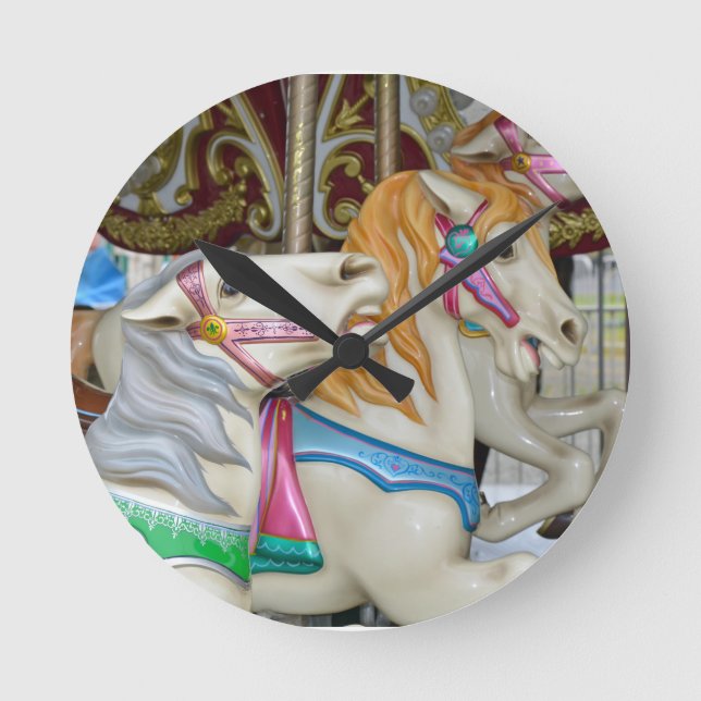 Karusselpferde Runde Wanduhr (Vorderseite)