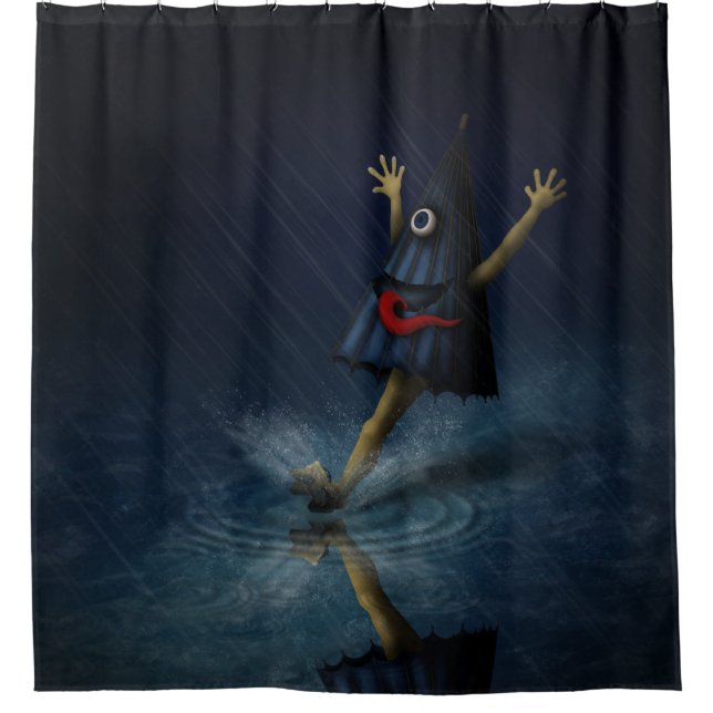Kasa Obake Japanischer Regenschirm Ghost Rainy Day Duschvorhang (Vorderseite)