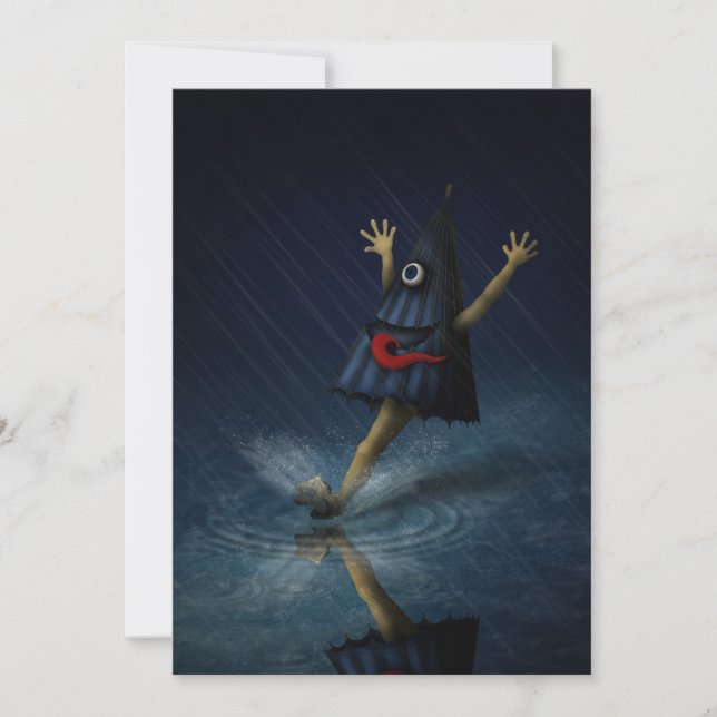 Kasa Obake Japanischer Regenschirm Ghost Rainy Day Einladung (Vorderseite)