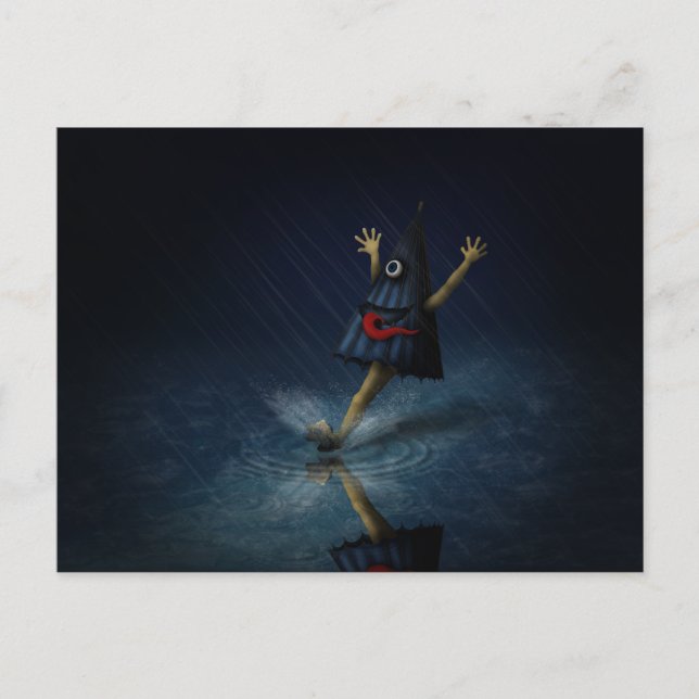 Kasa Obake Japanischer Regenschirm Ghost Rainy Day Postkarte (Vorderseite)