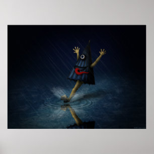 Kasa Obake Japanischer Schirmghost am Regentag Poster