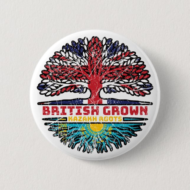 Kasachstan Britische Tree Roots-Flagge Button (Vorderseite)