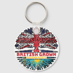 Kasachstan Britische Tree Roots-Flagge Schlüsselanhänger