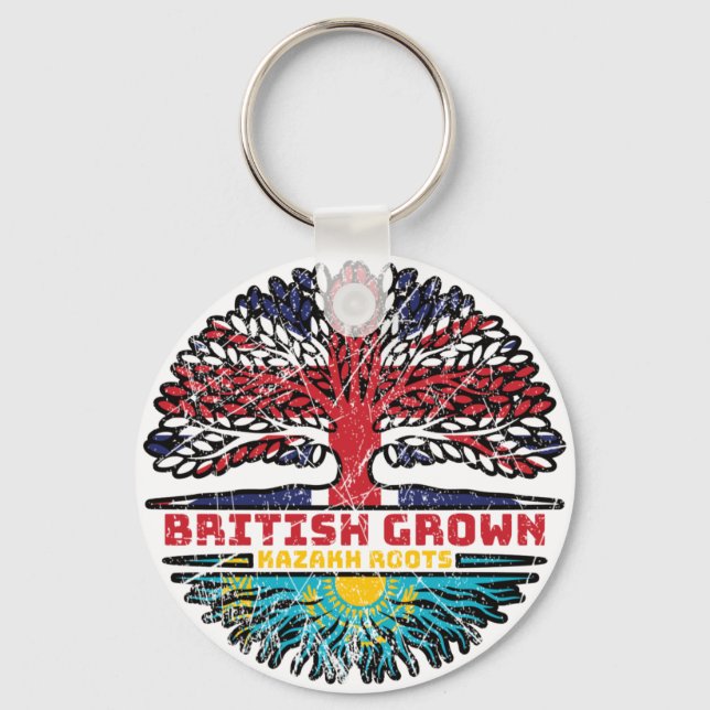 Kasachstan Britische Tree Roots-Flagge Schlüsselanhänger (Vorderseite)
