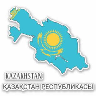 Kasachstan Flag Map Patriotic Aufkleber