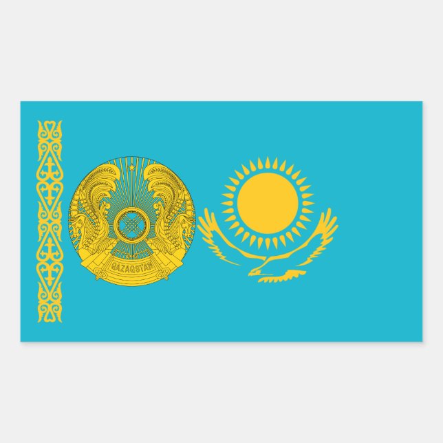 Kasachstan Flag & NationalEmblem, Kasachstan Rechteckiger Aufkleber (Vorderseite)