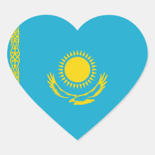 Kasachstan-Flagge Herz-Aufkleber