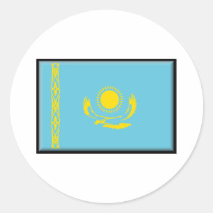 Kasachstan-Flagge Runder Aufkleber