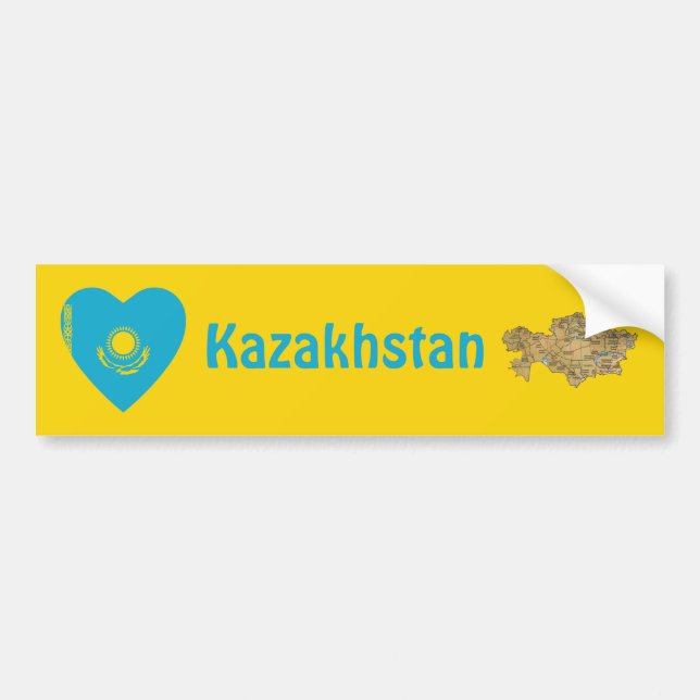 Kasachstan Flaggenherz + Karte Autoaufkleber (Vorne)