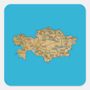 Kasachstan-Karten-Aufkleber Quadratischer Aufkleber
