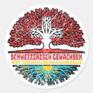 Kasachstan Kasachisch Schweizer Schweiz Baum Runder Aufkleber
