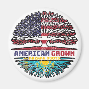 Kasachstan Kasachstan USA Tree Roots Flag Magnet