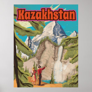Kasachstan-LandschaftVintages Reise-Plakat Poster
