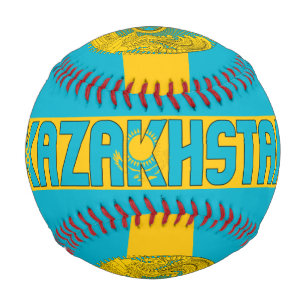 Kasachstan - Patriotische Flagge und Wappen Baseball