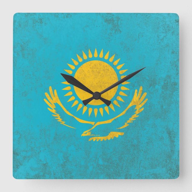 Kasachstan Quadratische Wanduhr (Vorderseite)